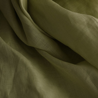 Wabi Sabi Pure Flax Linen Olive Green Heavy Semi Sheer Voile Curtain 4