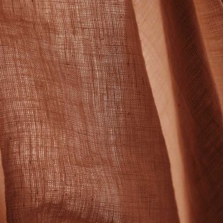 Wabi Sabi Pure Flax Linen Terracotta Heavy Semi Sheer Voile Curtain
