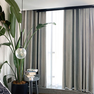 Euphoria Grey Crushed Striped Velvet Curtains 1