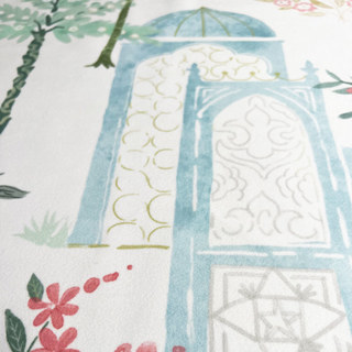 Persian Garden Green Dome Floral Velvet Curtain 2