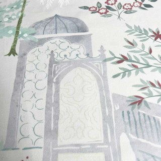 Persian Garden Grey Dome Floral Velvet Curtain
