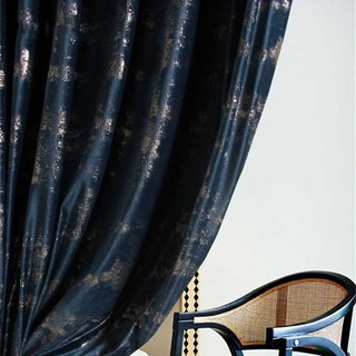 Sparkle Life Gold Glitter Blue Velvet Blackout Curtain 2