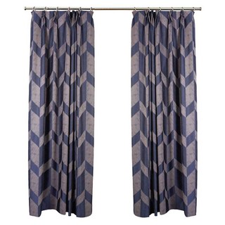 Great Gatsby Luxury Art Deco Blue Chevron Curtain 4