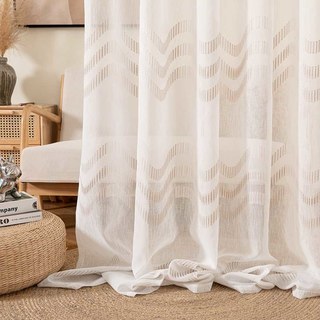 Rolling Waves Ivory White Voile Curtain 3