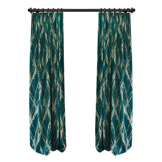 Brush Strokes Jacquard Dark Green & Cream Curtain 8