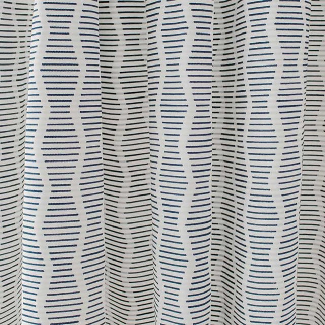 Dreamweaver Jacquard Stripe & Wave Hygge Navy Blue Curtain 1