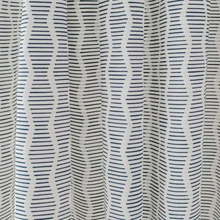 Dreamweaver Jacquard Stripe & Wave Hygge Navy Blue Curtain 1