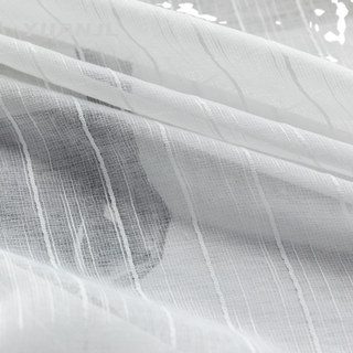Scandinavian Striped White Cotton Sheer Voile Curtain 4