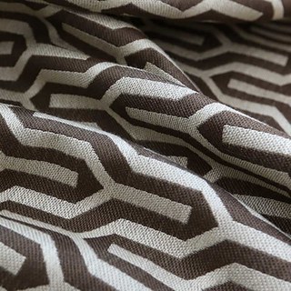 Spanish Trellis Jacquard Double Sided Cream Brown Geometric Curtain 7