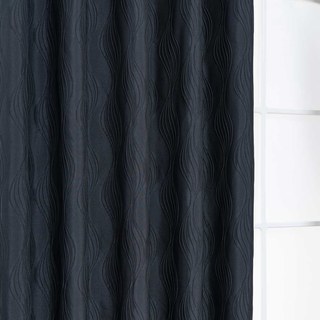Surf 3D Jacquard Wave Patterned Black Crushed Curtain 3
