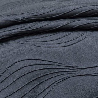 Surf 3D Jacquard Wave Patterned Black Crushed Curtain 5
