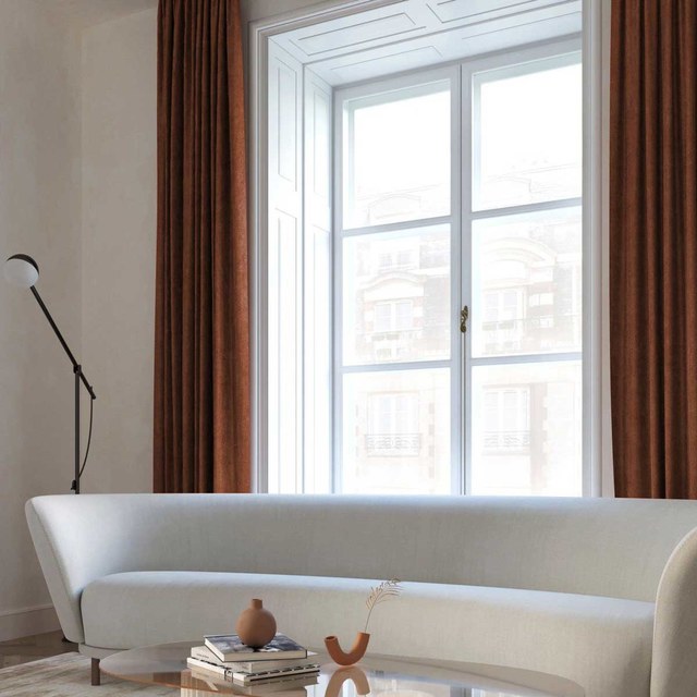 Exquisite Matte Luxury Terracotta Orange Chenille Curtain 1