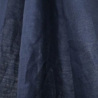 Shabby Chic Midnight Navy Blue 100% Flax Linen Curtain 4