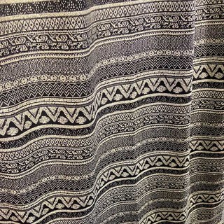 Aztec Ikat Black and White Horizontal Striped Geometric Curtain 2