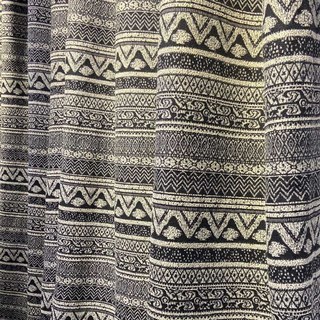 Aztec Ikat Black and White Horizontal Striped Geometric Curtain 4