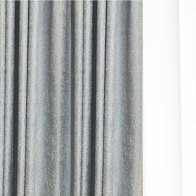 Simple Serenity Silver Shimmer Haze Blue Curtain 1