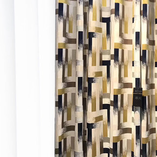 Abstract Strokes Luxury Jacquard Geometric Curtain 4