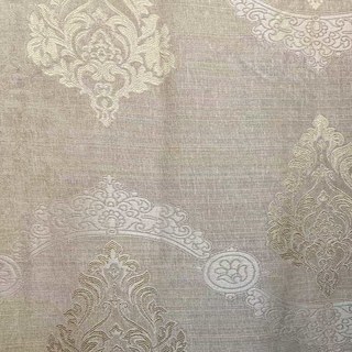 Elite Luxury Chenille Damask Gold Cream Curtain 2