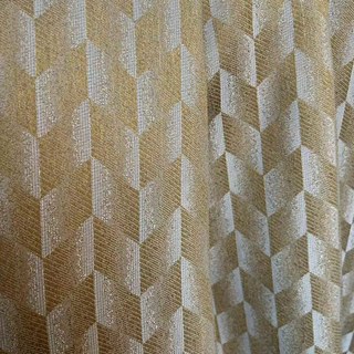 Fancy Rhombus Luxury Jacquard Geometric Mustard Yellow Curtain 3