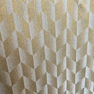 Fancy Rhombus Luxury Jacquard Geometric Mustard Yellow Curtain 4