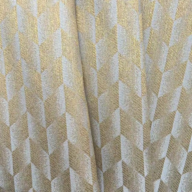Fancy Rhombus Luxury Jacquard Geometric Mustard Yellow Curtain 1