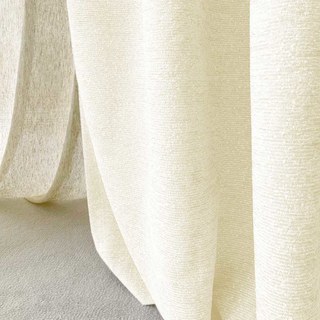 Glame Luxury Ivory White Horizontal Striped Chenille Curtain