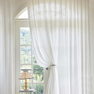 Ripple Wave Tweed Inspired Ivory White Glittery Voile Curtain 4