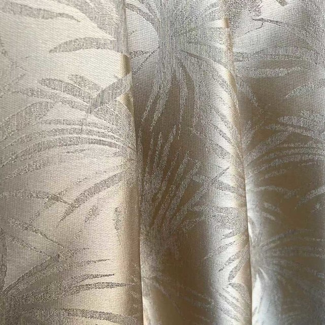 Tropicana Palm Leaf Luxury Cream Gold Blackout Curtains 1
