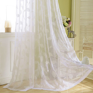 Wispy Woodland White Embroidered Voile Curtain 3