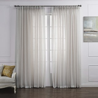 Daytime Textured Weaves Vanilla White Sheer Voile Curtain 4