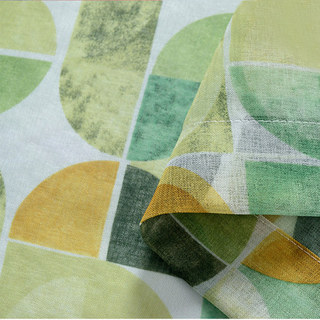 Vigour Multi Colour Mid Century Modern Green Geometric Voile Curtains
