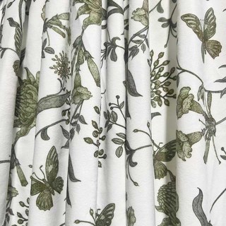 Butterfly and Bloom Sage Olive Green Floral Velvet Curtains 3