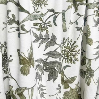 Butterfly and Bloom Sage Olive Green Floral Velvet Curtains 2