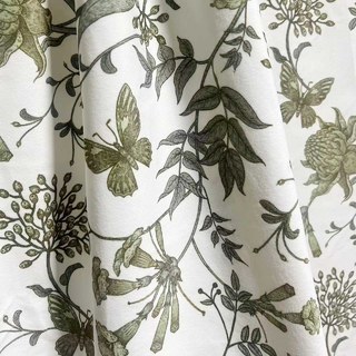 Butterfly and Bloom Sage Olive Green Floral Velvet Curtains 4