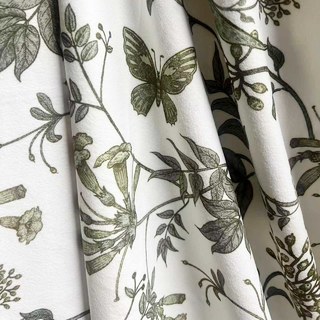 Butterfly and Bloom Sage Olive Green Floral Velvet Curtains 5