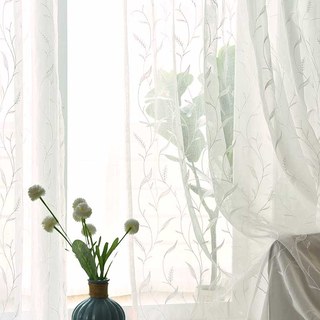 Dreamy Heather Ivory White Embroidered Voile Curtain 3