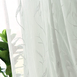 Dreamy Heather Ivory White Embroidered Voile Curtain 2