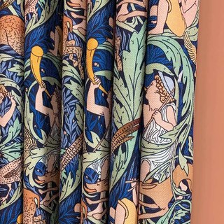 Forest Orchestra Navy Blue Floral Curtains