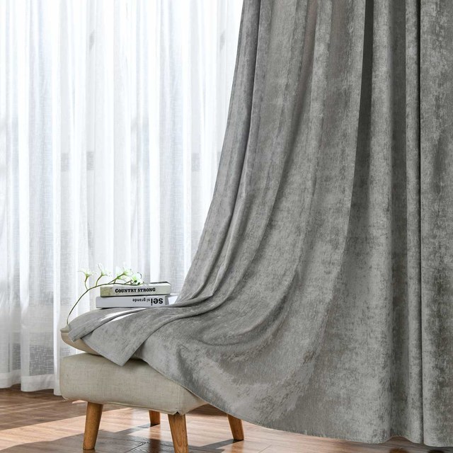 Luxury Silver Grey Colour Chenille Curtain 1