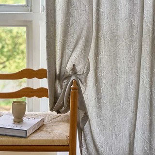 Nature's Melodies Branches & Leaves Grey Voile Curtain 1