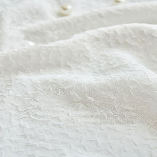 Serene Swirls Crinkle Crushed Ivory White Heavy Voile Curtain 6