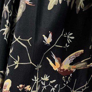 Twilight Songbird Black Velvet Floral Curtain