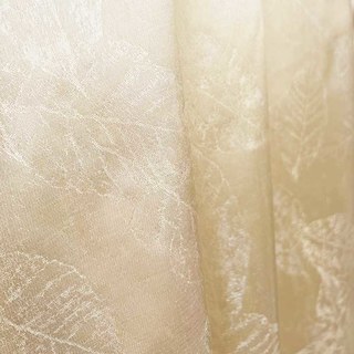 Shimmering Leaves Champagne Gold Voile Curtain 2