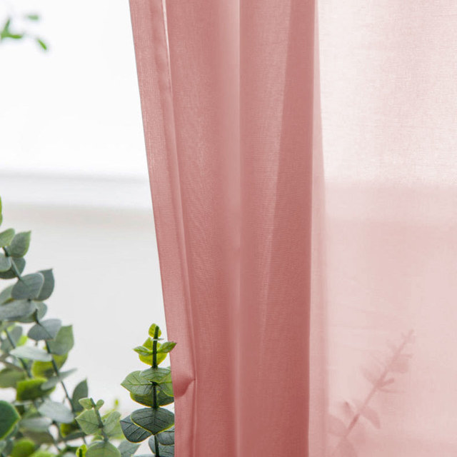 Soft Breeze Coral Pink Chiffon Voile Curtain 1