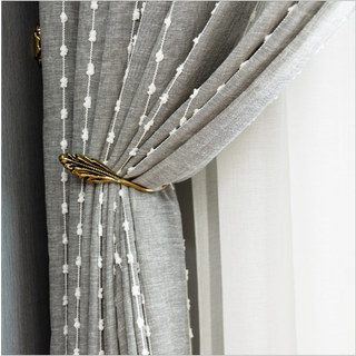 Craft Feel Textured Dot Striped Grey Voile Curtain 2