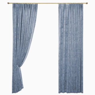 Premium Textured Haze Blue Velvet Curtain 4