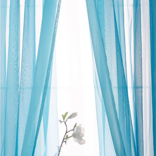 Smarties Aqua Blue Soft Sheer Voile Curtain 1