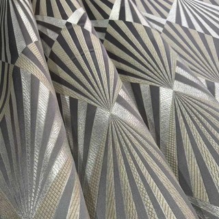 Deco Diamond Jacquard Geometric Taupe Grey Faux Silk Curtains 3
