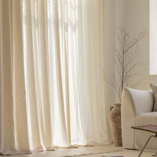 Natures Hug Cream Oatmeal Heavy Linen Voile Curtain 2