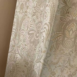 Ritz Luxury Jacquard Brocade Gold Cream Damask Floral Curtain 3